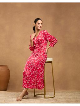 Fabindia - Pink Rayon Blend Printed Dress