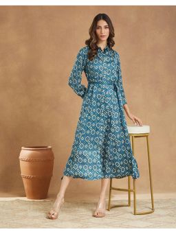 Fabindia - Green Rayon Blend Patina Maxi Dress