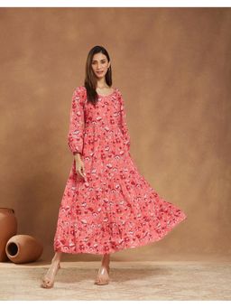 Fabindia - Pink Cotton Printed Maxi Dress