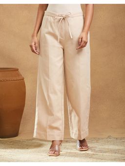 Fabindia - Cotton Casual Wide Leg Beige Pant