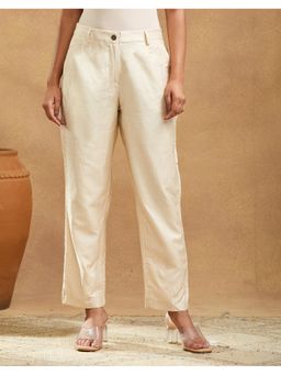 Fabindia - Natural Silk Slim Fit Formal Kosi Beige Pant