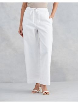 Fabindia - Cotton Casual Wide Leg White Pant