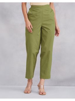 Fabindia - Cotton Linen Casual Green Pant