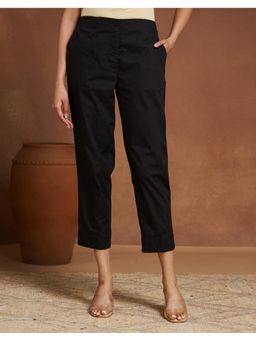 Fabindia - Cotton Casual Cropped Black Pant