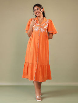 ZUMMER - Cotton Floral Embroidered Dress