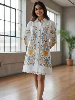 ZUMMER - Cotton Floral Embroidered Dress