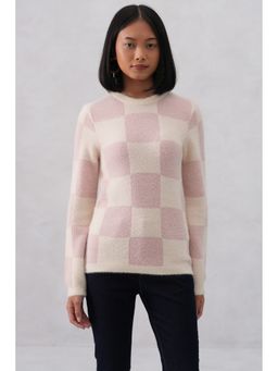 CRIMSOUNE CLUB - Women Pink Checked Sweater