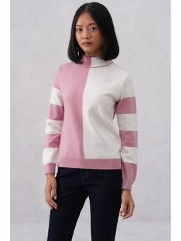 CRIMSOUNE CLUB - Women Pink Color-Block Sweater