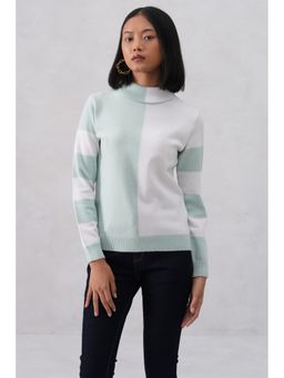 CRIMSOUNE CLUB - Women Green Color-Block Sweater