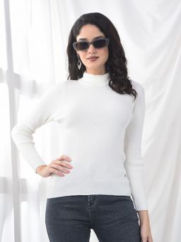 CRIMSOUNE CLUB - Women White Turtle Neck Sweater