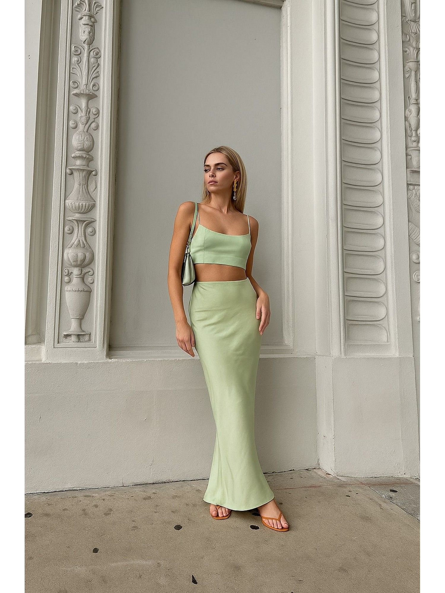 aarein Solid Satin Green Co-Ord Set-picture-28