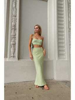 AAREIN - Solid Satin Green Co-Ord Set