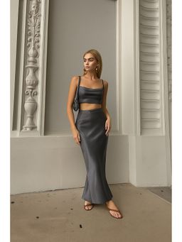 AAREIN - Solid Satin Grey Co-Ord Set