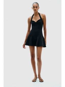 AAREIN - Black Halter Neck Fit and Flare Dress