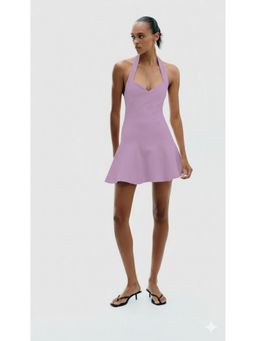 AAREIN - Lavender Halter Neck Fit And Flare Mini Dress