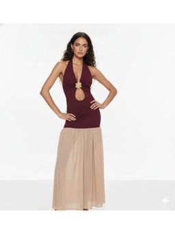 AAREIN - Burgundy Cut-Out Embellished Dress