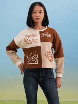 CRIMSOUNE CLUB - Women Multicolor Color-Block Sweatshirt