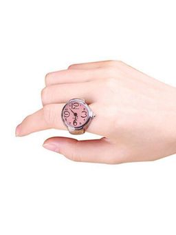 Yellow Chimes - Pink and Silver Toned Stainless Steel Analog Watch Ring