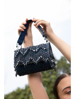 Modarta By Kamakshi - Embellished Blue Handbag with Fold-Over Design