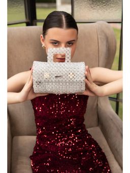 Modarta By Kamakshi - Stylish and Versatile Evening Crystal White Clutch