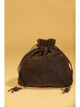Modarta By Kamakshi - Perfect for Weddings & Parties Sparkly Black Drawstring Potli Bag