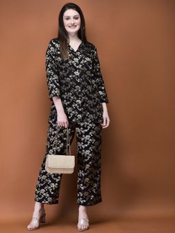 Shree - Women Jacquard Black Woven Co-Ord (Set of 2)