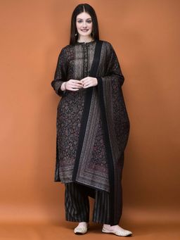 Shree - Women Green Pashmina Printed Kurta with Pant and Dupatta (Set of 3)