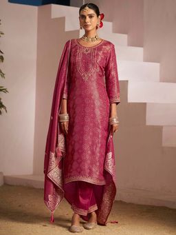 KVS FAB - Women Maroon Viscose Embroidered Kurta with Pant and Dupatta (Set of 3)