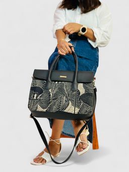 ATTAACHE ACCESSORIES - Women Black Handbag with Detachable Strap (L)