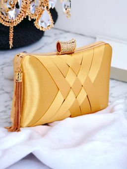 Toobacraft - Women Gold Handcraft Box Clutch