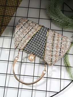 Toobacraft - Women Beige Handcrafted Beautiful Bling Box Clutch