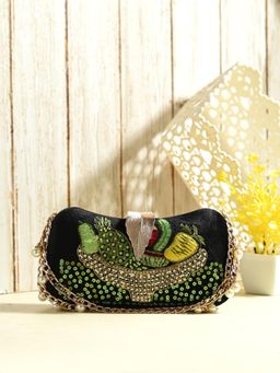 Toobacraft - Women Black Handicraft Beautiful Clutch