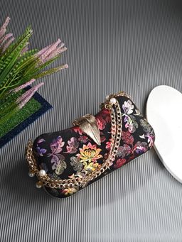 Toobacraft - Women Black Handcrafted Beautiful Bling Box Clutch