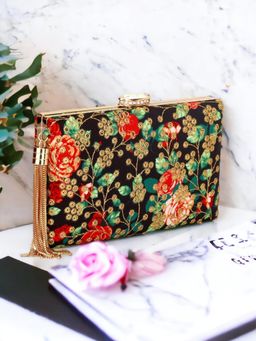 Toobacraft - Women Black Handicraft Hand Embroidered Box Clutch