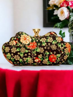 Toobacraft - Women Black Handicraft Box Clutch