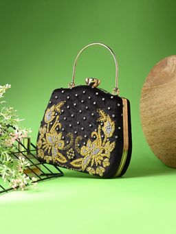 Toobacraft - Women Black Pipal Handicraft Beautiful Bling Box Clutch
