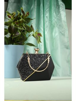 Toobacraft - Women Black Handicraft Embellished Box Clutch