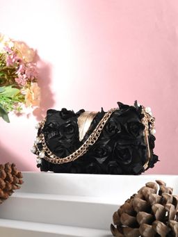 Toobacraft - Women Black Handcrafted Beautiful Bling Box Clutch