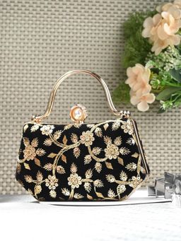 Toobacraft - Women Black Handcrafted Beautiful Bling Box Clutch