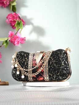 Toobacraft - Women Black Handcrafted Beautiful Bling Box Clutch