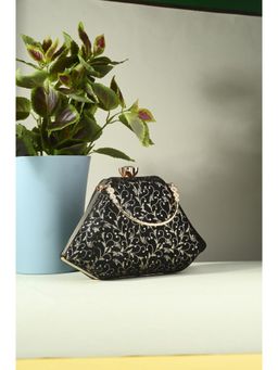 Toobacraft - Women Black Handicraft Hand Embroidered Box Clutch