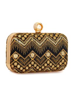 Toobacraft - Women Black Handicraft Hand Embroidered Box Clutch