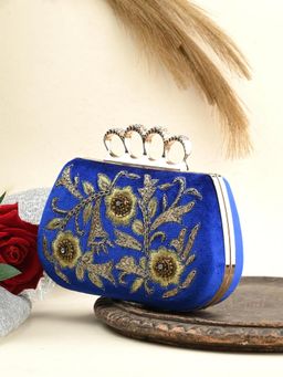 Toobacraft - Women Blue Handicraft Beautiful Bling Box Clutch