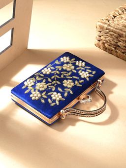 Toobacraft - Women Blue Handicraft Beautiful Bling Box Clutch