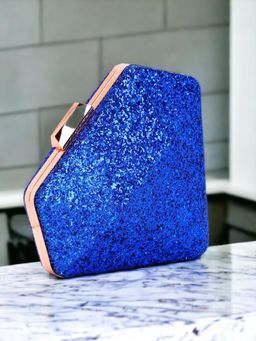 Toobacraft - Women Blue Handicraft Hand Embellished Box Clutch