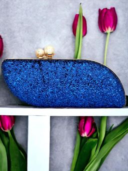Toobacraft - Women Blue Handicraft Pearl Box Clutch