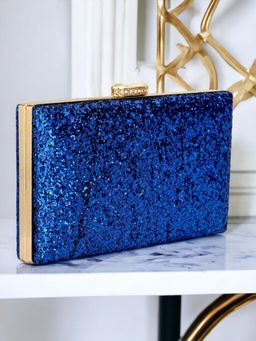 Toobacraft - Women Blue Handcrafted Beautiful Bling Box Clutch