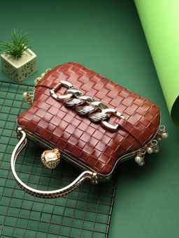 Toobacraft - Women Handcrafted Beautiful Party Brown Clutch