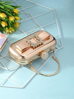 Toobacraft - Women Rose Gold Handicraft Beautiful Bling Box Clutch