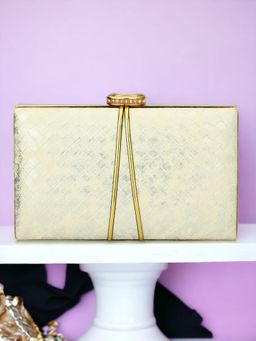 Toobacraft - Women White Handicraft Hand Textured Box Clutch